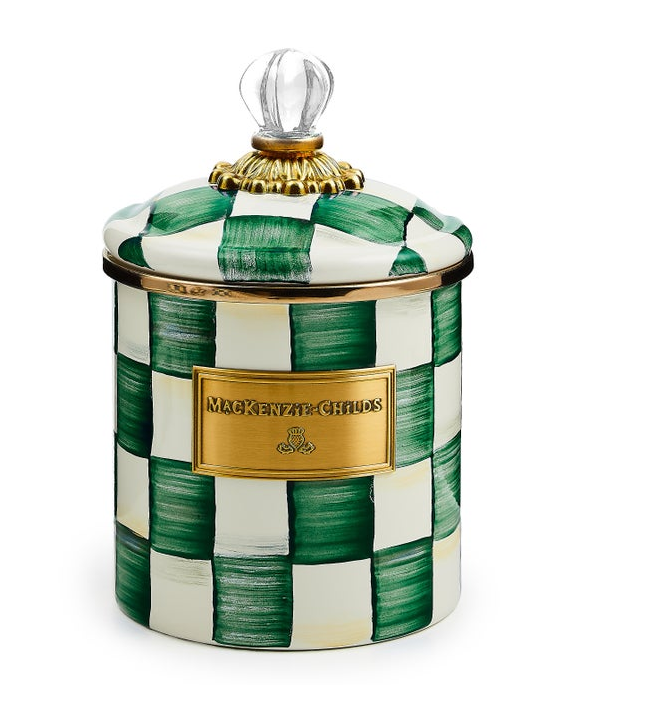 Emerald Check Enamel Canisters Small