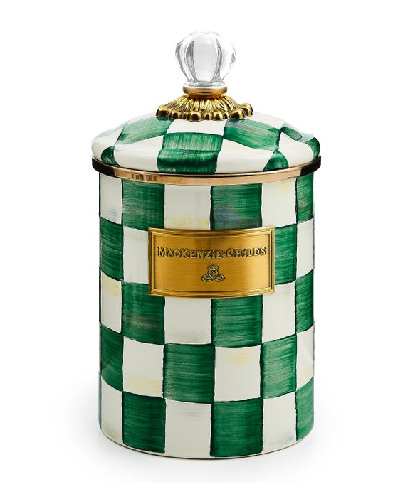 Emerald Check Enamel Canisters Medium