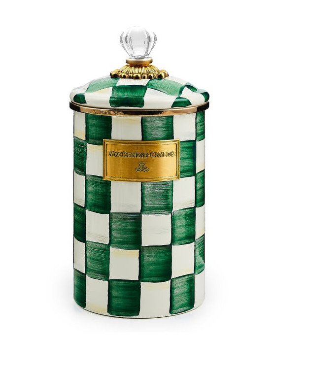 Emerald Check Enamel Canisters Large