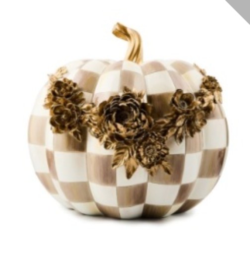 mocha check floral garland pumpkin