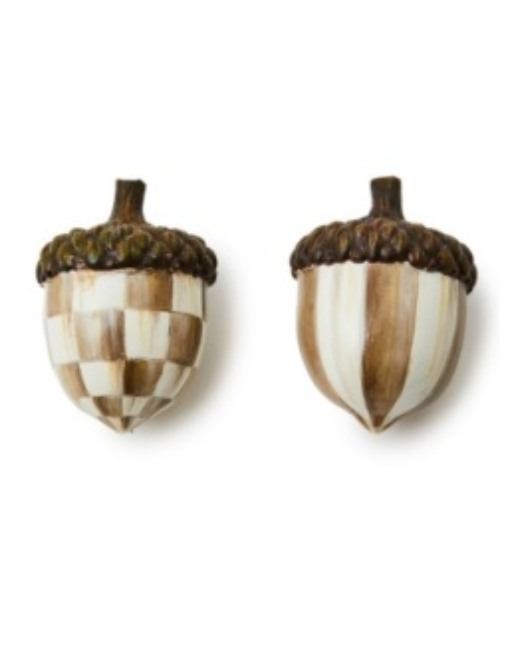 mocha check acorns, set of 2