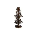 Metal Pinecone Shaped Taper Holder, Antique Gold Finish