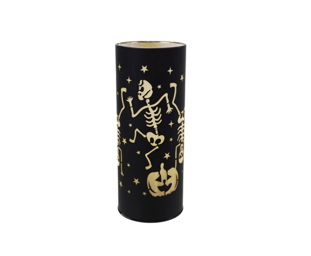 Glass LED Light with Laser Etched Dancing Skeletons & Jack-O-Lanternssh