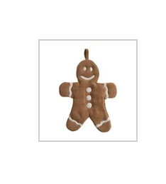 Woven Cotton Gingerbread Cookie Shaped Pot Holder, Brown & White