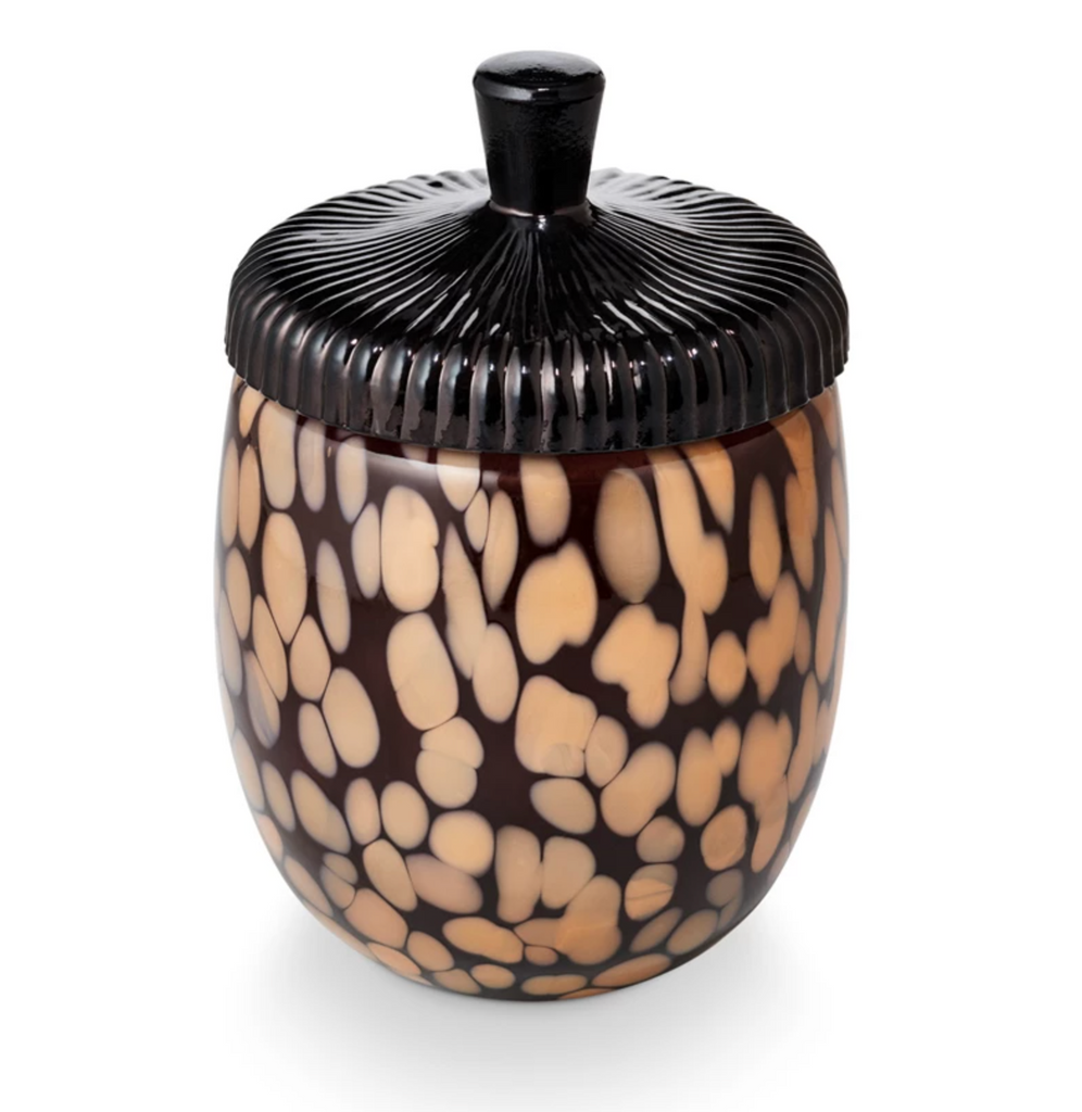 Midnight Pumpkin Glass Acorn Candle