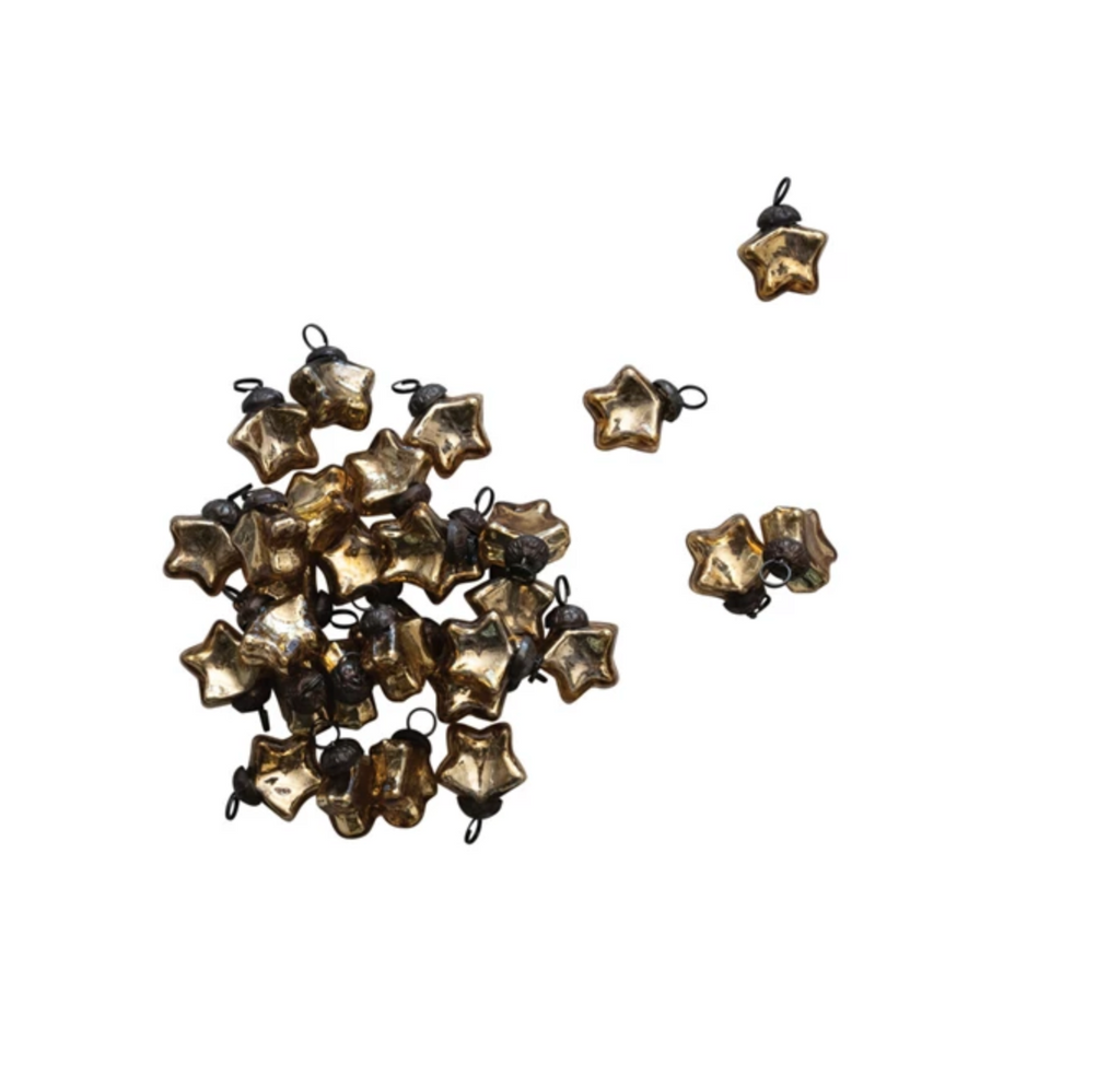 1"H Glass Star Ornaments Gold Finish