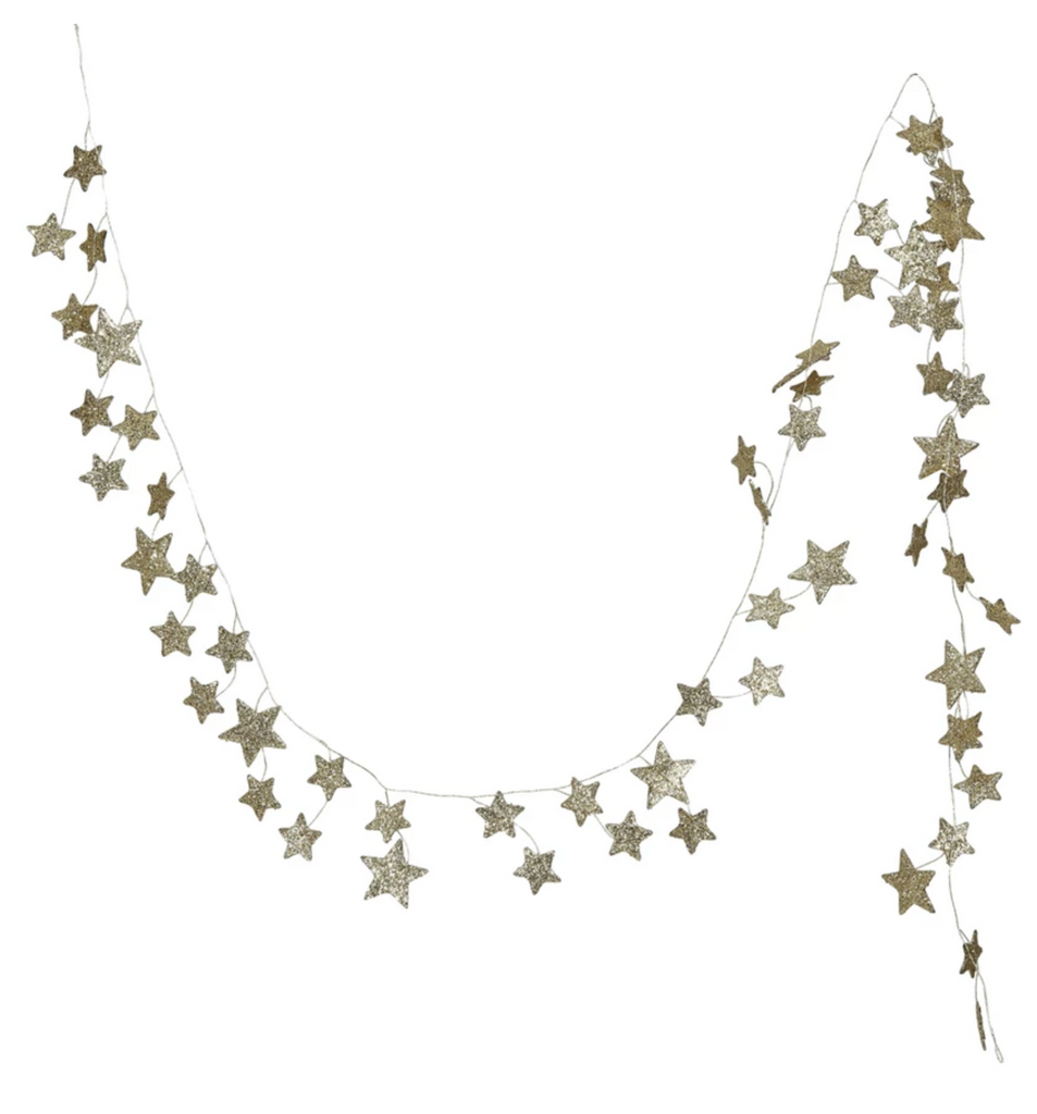 Glitter Paper Star Garland, Gold Color