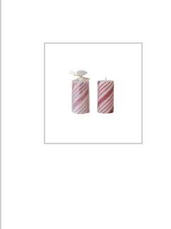 Flameless LED Pillar Candle with Candy Cane Stripes & 6 Hour Timer