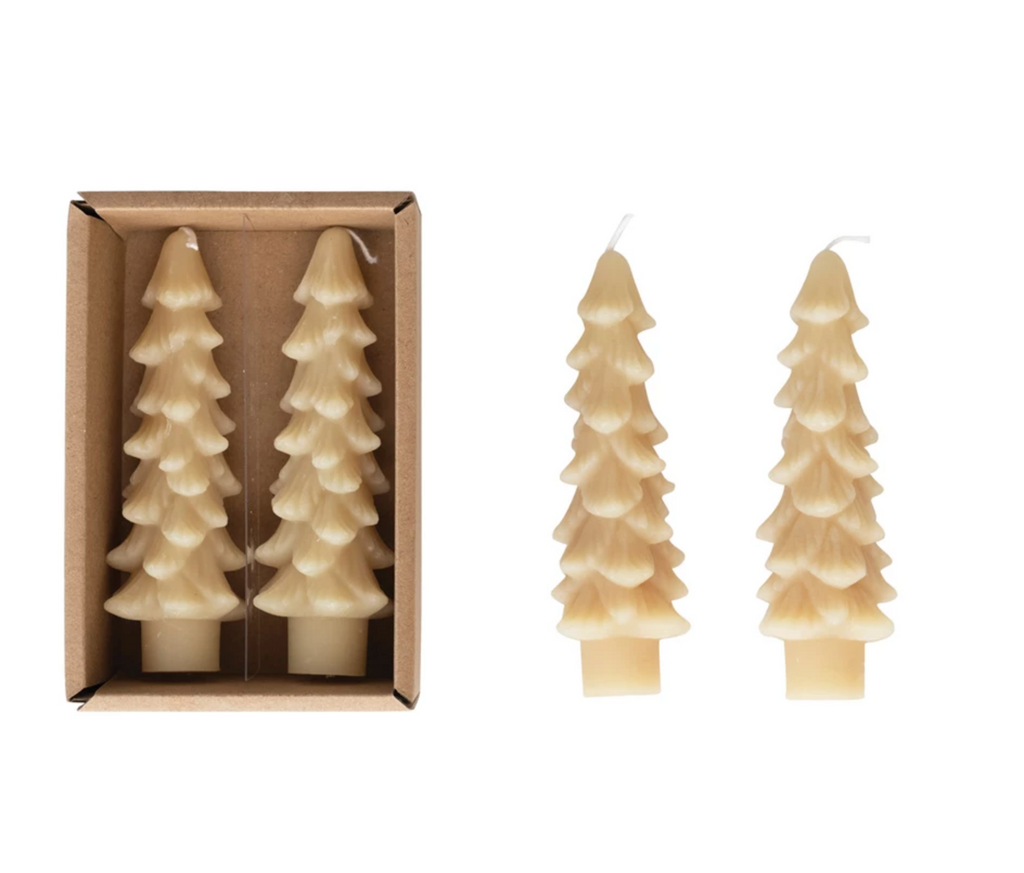 Unscented Tree Shaped Taper Candles, Set of 2