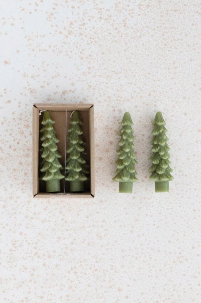 Unscented Tree Shaped Taper Candles, Set of 2