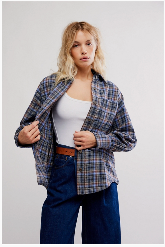 ASHLEY PLAID SHIRT / BLUE COMBO - KRISTA