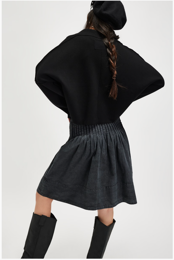 PEYTON PINTUCK MIDI / WASHED BLACK