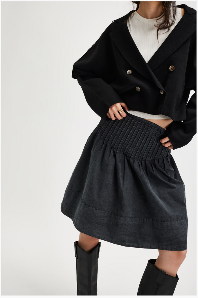 PEYTON PINTUCK MIDI / WASHED BLACK