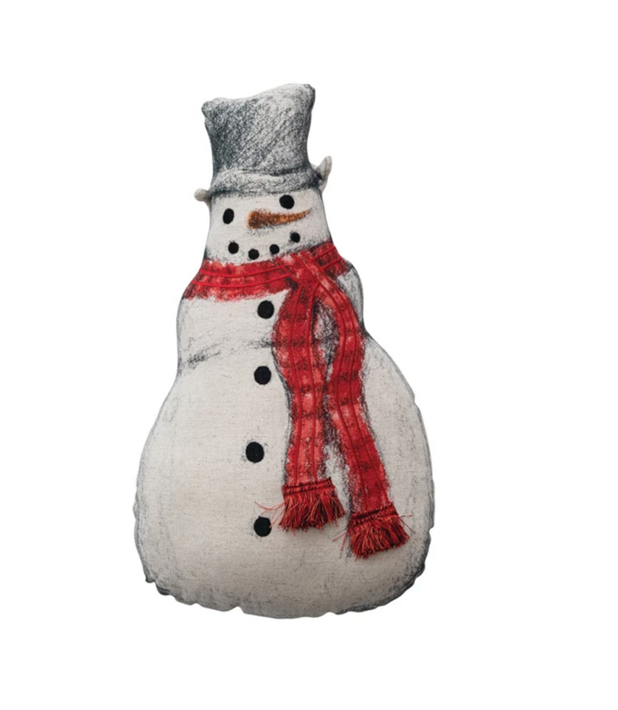 Cotton & Linen Printed Snowman Shaped Pillow