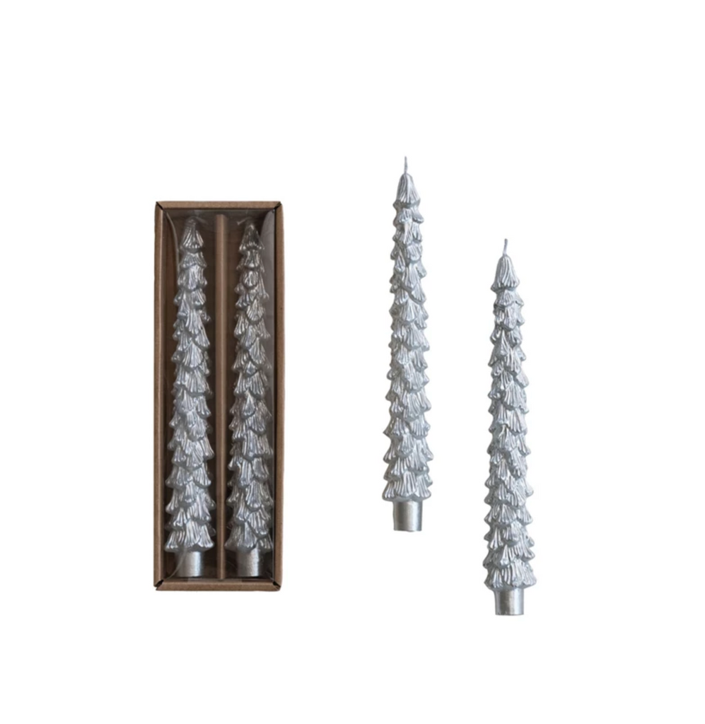 Unscented Tree Shaped Taper Candles in Box, Set of 2