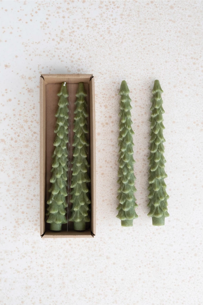 Unscented Tree Shaped Taper Candles, Set of 2