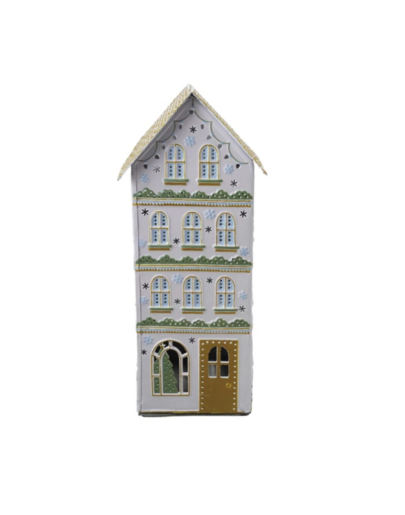 Decorative Painted Metal Houses with Cut-Outs
