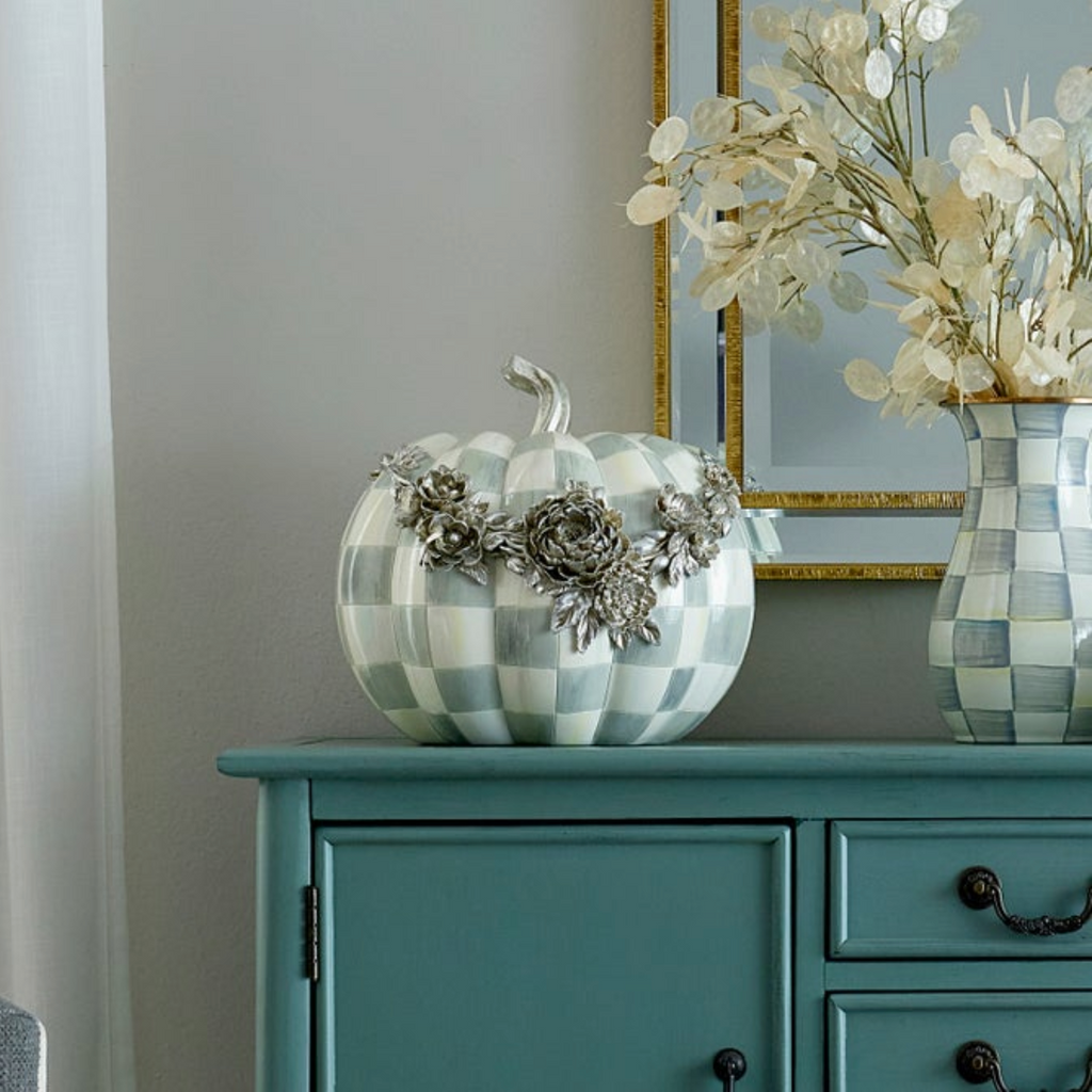 Sterling Check Silver Floral Garland Pumpkin