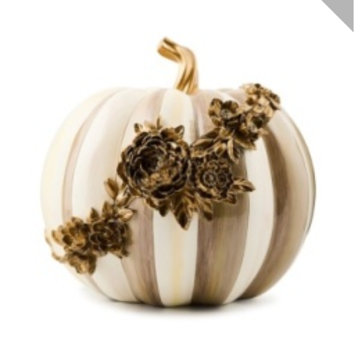mocha stripe floral garland pumpkin