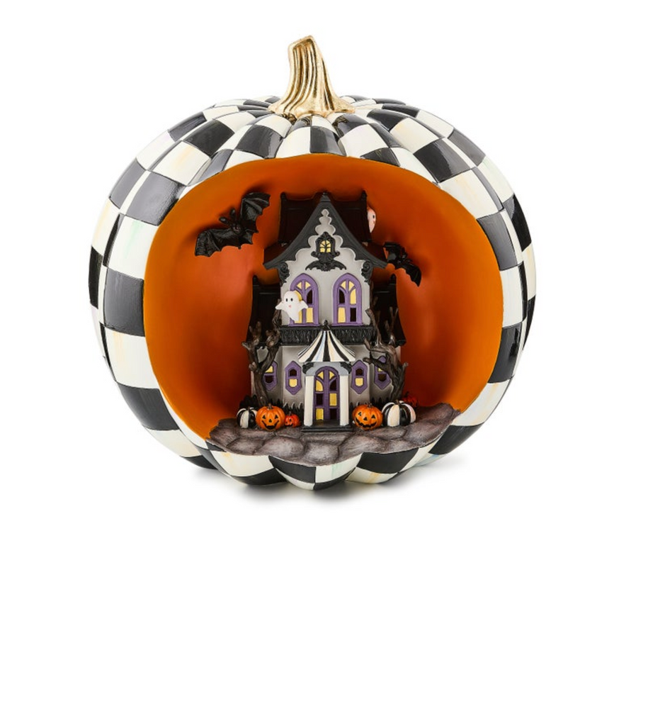 Halloween Illuminated Haunted House Pumpkin Scene
