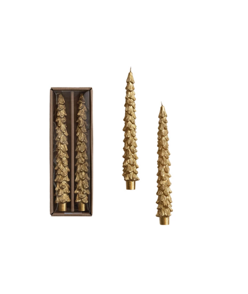 Unscented Tree Shaped Taper Candles in Box, Set of 2