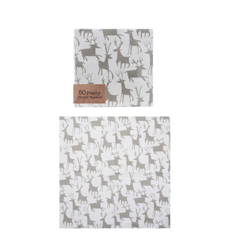 Paper Napkins with Reindeer Pattern (Contains 50 Folded Pieces)