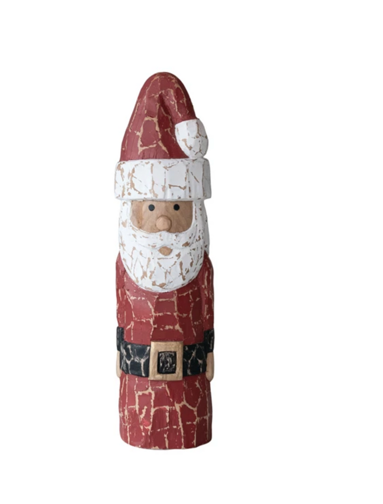 Handmade Mango Wood Santa, Distressed Finish