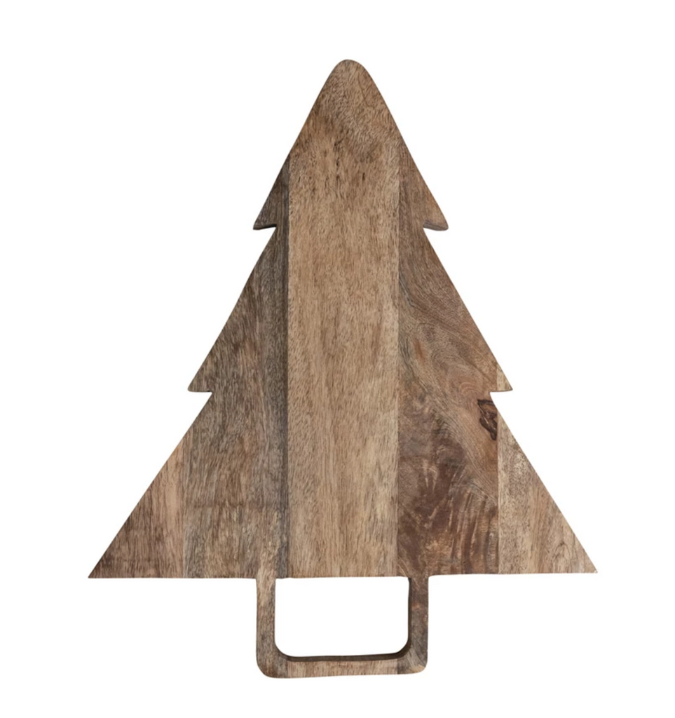 Mango Wood Tree Shaped Cheese/Cutting Board with Handle, Natural