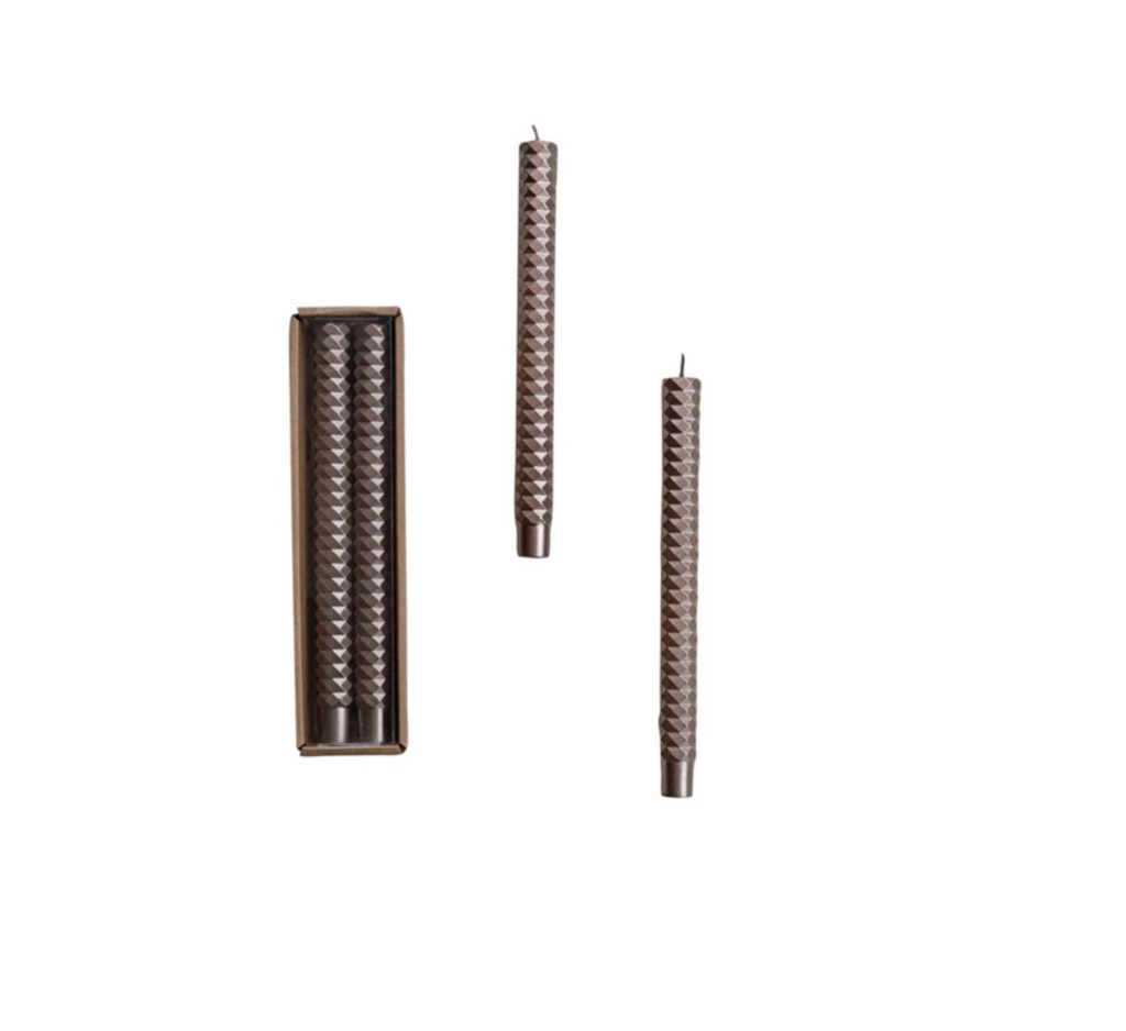 Unscented Faceted Taper Candles in Box, Set of 2