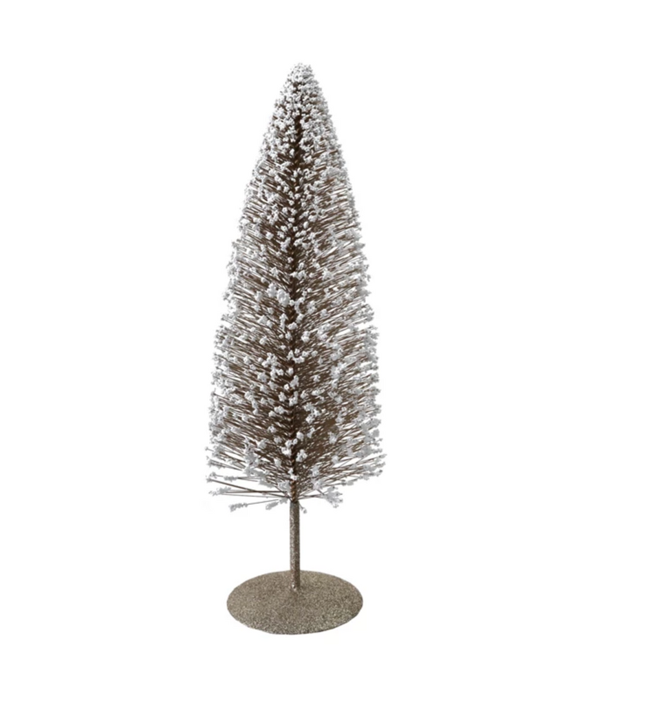 Plastic Bottle Brush Tree with Glitter, Foam Microbeads & Metal Base