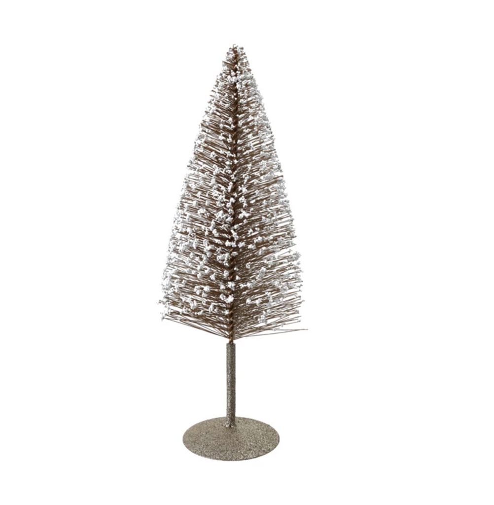 Plastic Bottle Brush Tree with Glitter, Foam Microbeads & Metal Base