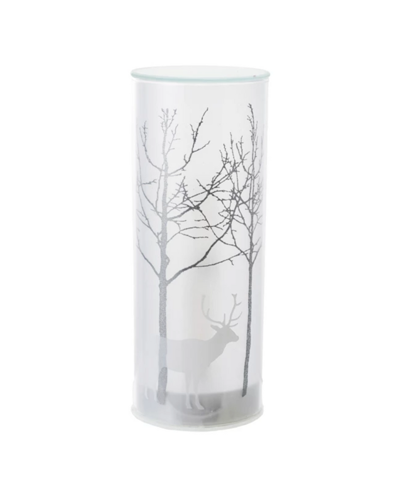 Glass LED Motion Light with Trees & Reindeer Image