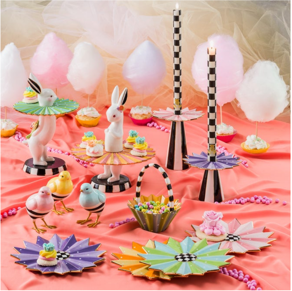 Check Black & Ivory Dinner Candles, Set of 2