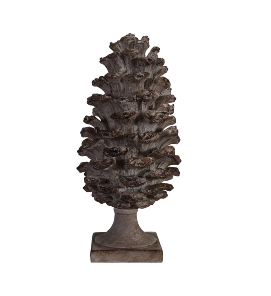 Resin Pinecone Shaped Finial, Distressed Finish, Brown