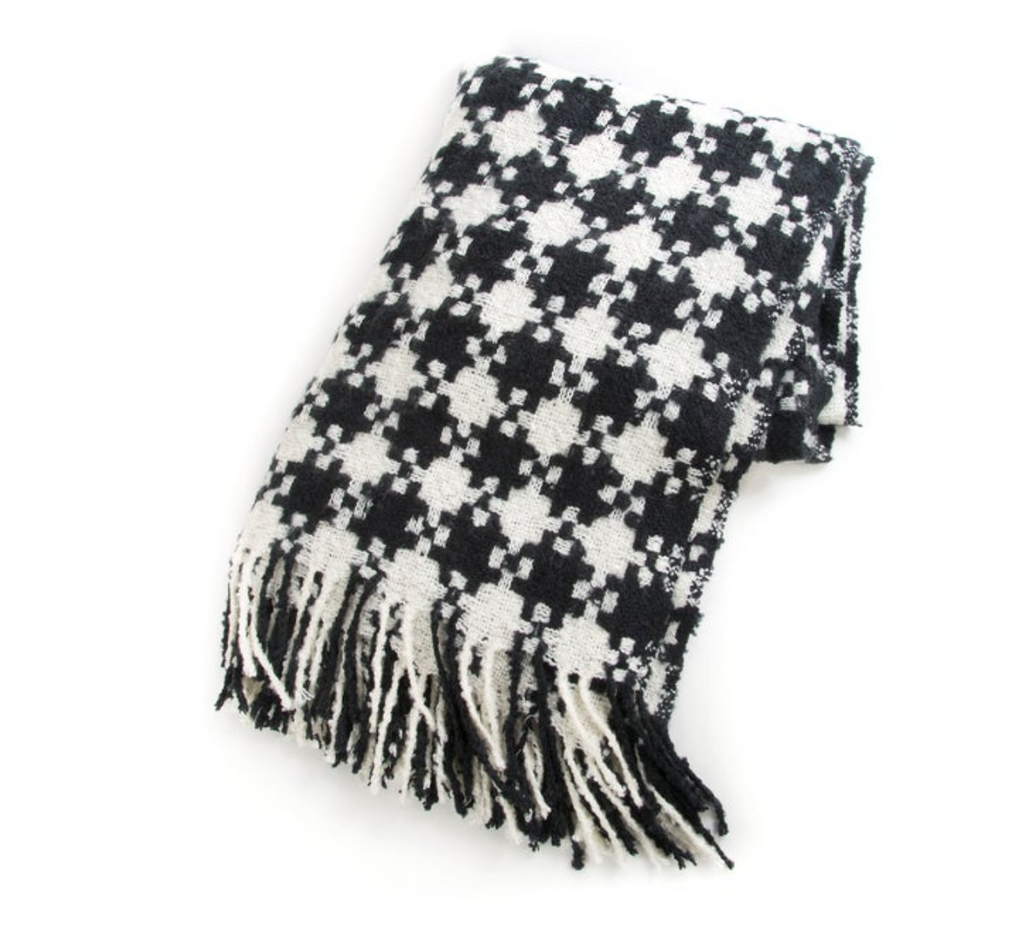 Black & Ivory Houndstooth Throw