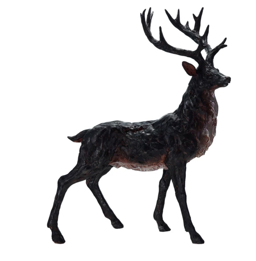 Hand-Painted Resin Standing Deer, Natural Brown