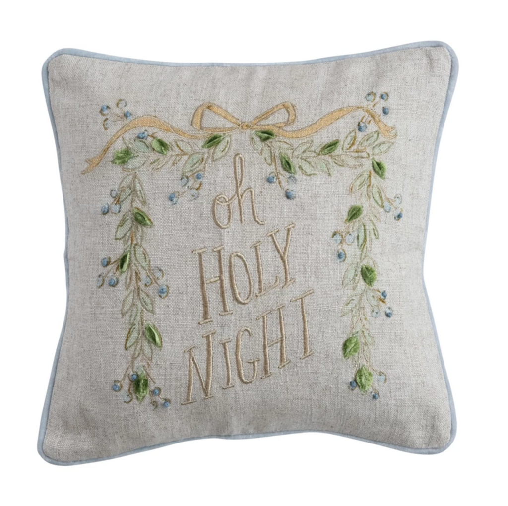 16" Square Cotton & Linen Printed Pillow with Velvet Back