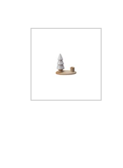 Stoneware Tree w/ Taper Holder, White & Unglazed (Holds 1/2" Taper)