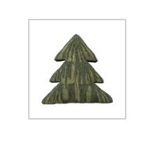 Cotton Tufted Tree Shaped Pillow with Cord Embroidery, Green