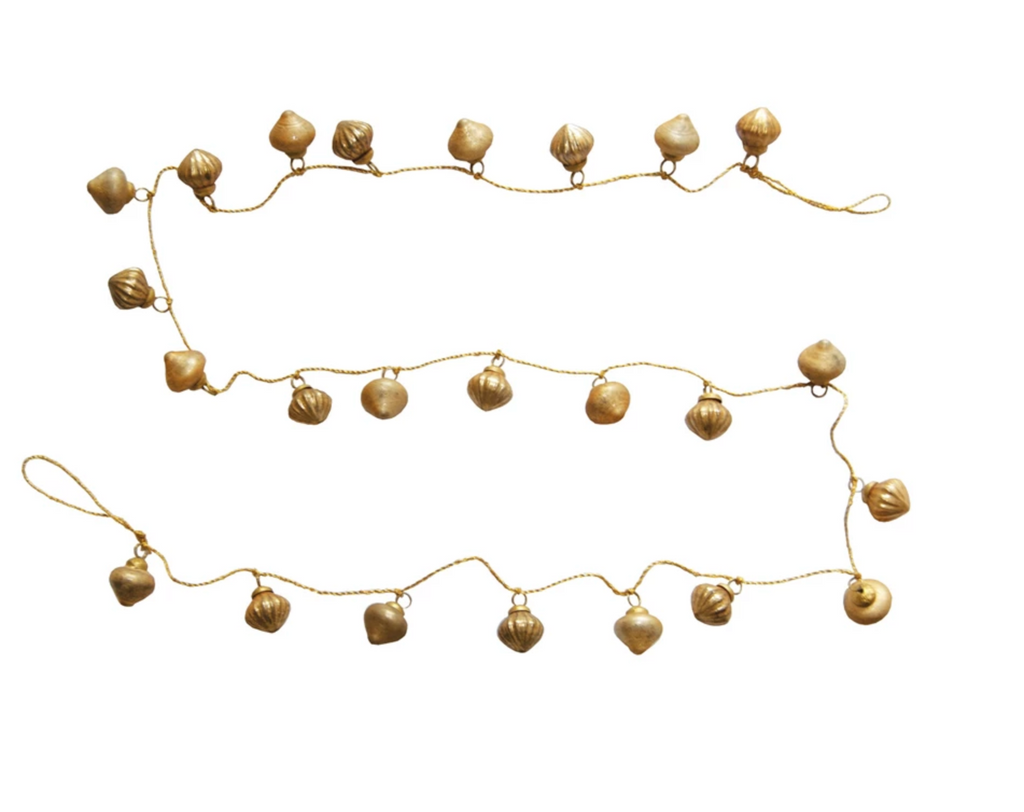 Embossed Mercury Glass Ornament Garland with Gold Cord
