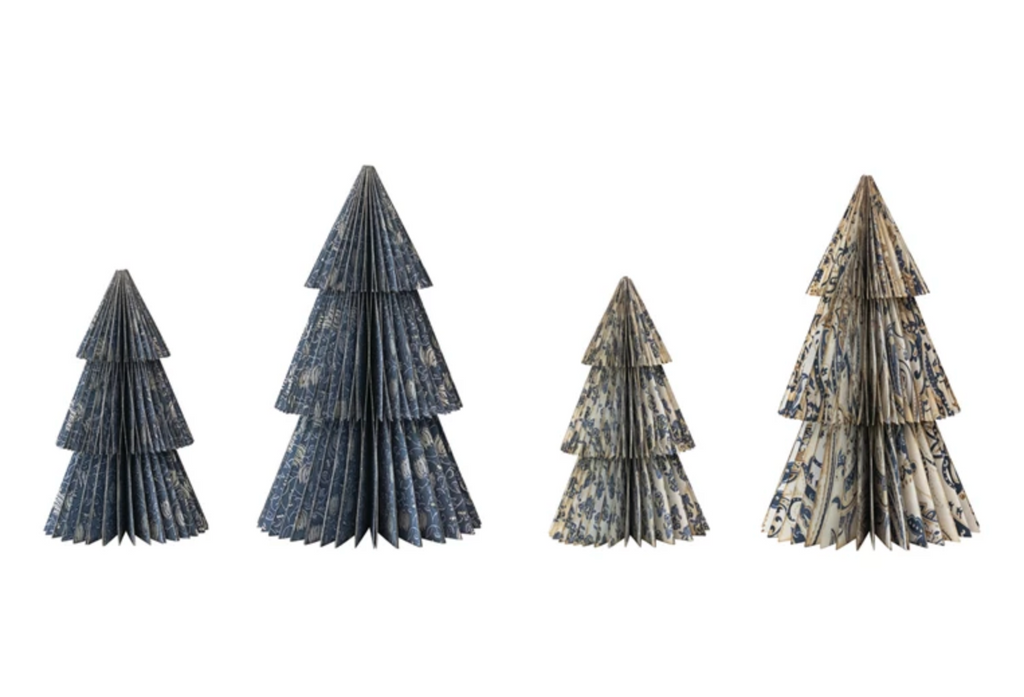 Handmade Folding Honeycomb Trees with Pattern, Set of 2