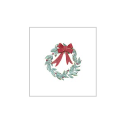 14-3/4" Round Metal Mistletoe Wreath with Bow, Distressed Finish