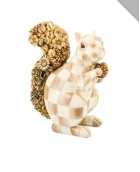 mocha check squirrel figurine