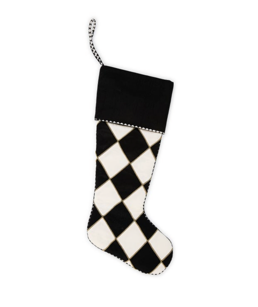 Courtly Noel Black Harlequin Stocking
