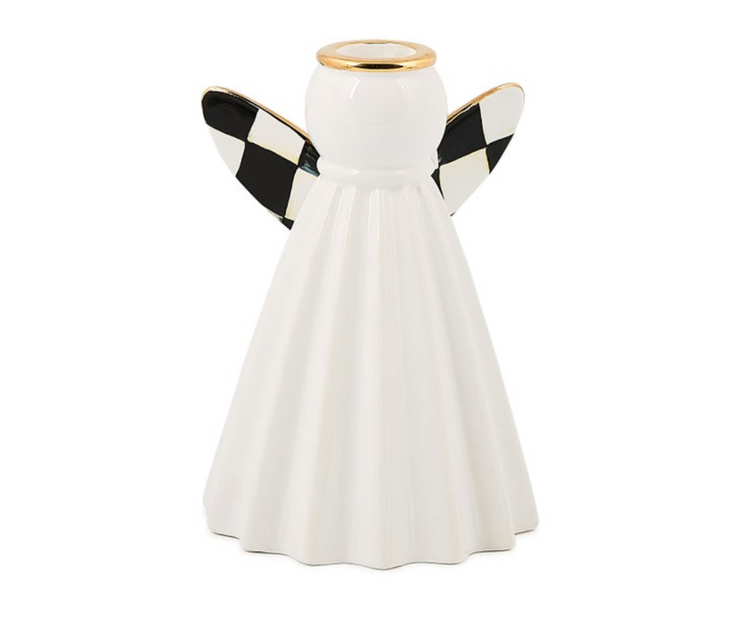 Courtly Noel Short Ceramic Angel Candle Holder
