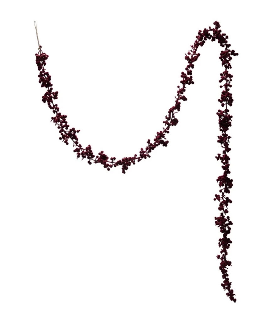 72"L x 5-1/4"H Flocked Foam Ball Garland, Burgundy Color