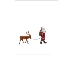 9-1/2"L x 4"W x 12-1/4"H Resin Santa Leading Reindeer