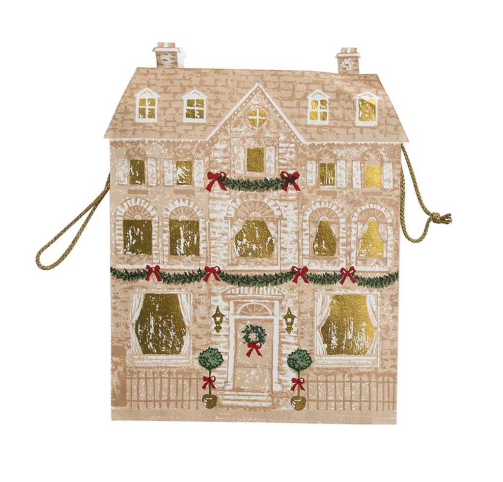 Handmade Printed Recycled Paper Gift Bag with Gold Foil