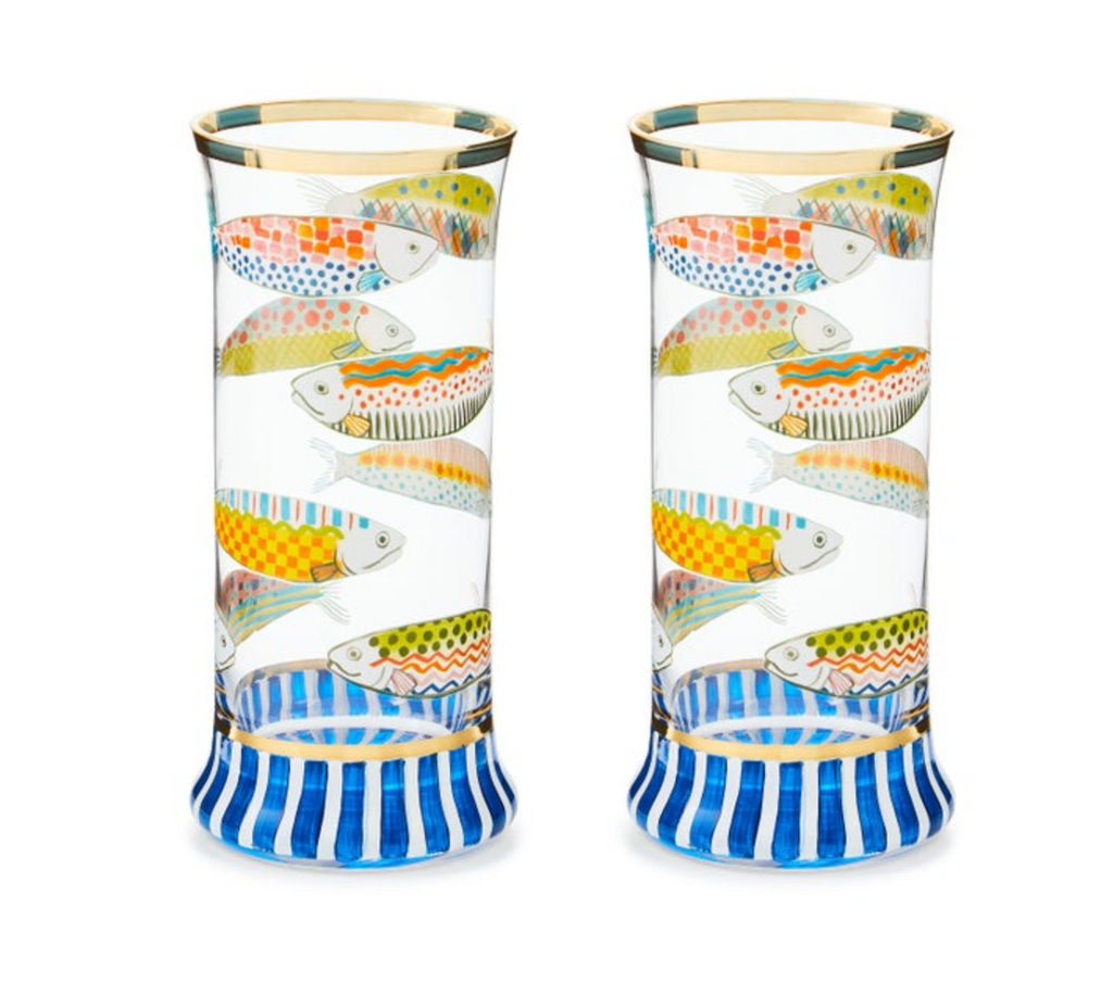 Go Fish Highball Glass, Set of 2