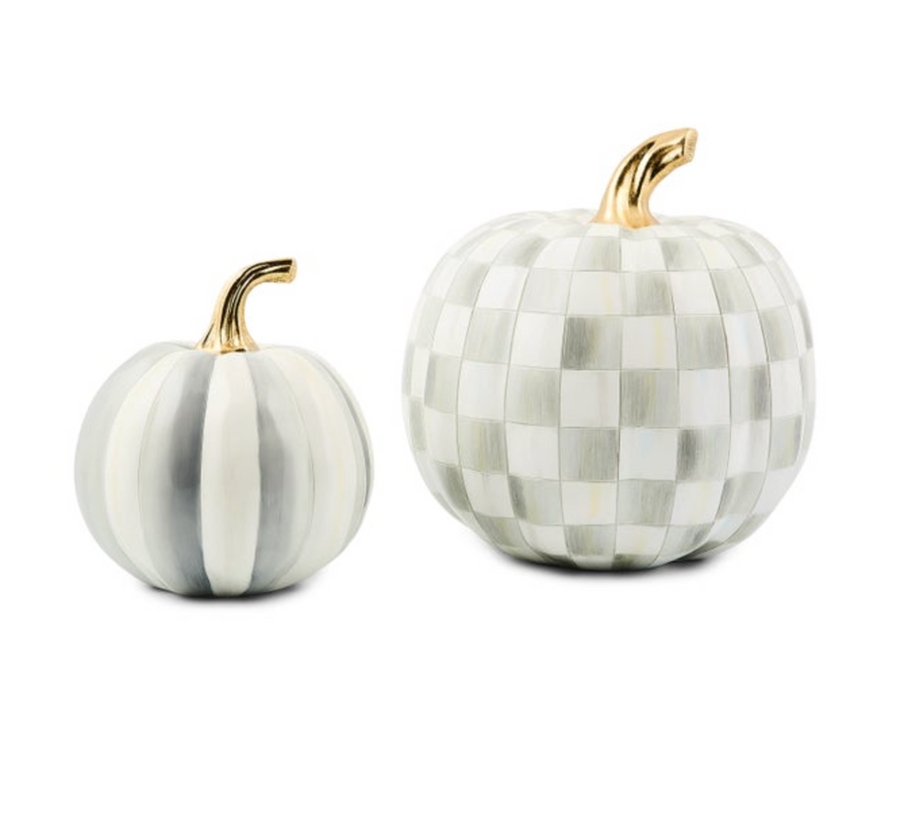 Classic Sterling Stripe Small & Check Medium Pumpkin Set